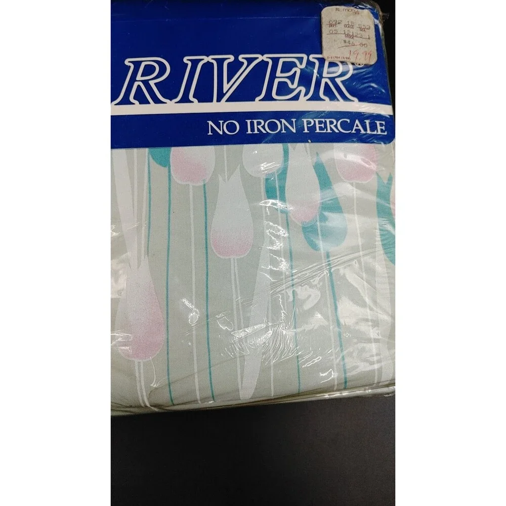 VTG NEW Dan River Double Full Sheet Set 4 Piece Tulip Percale Open Package T-180